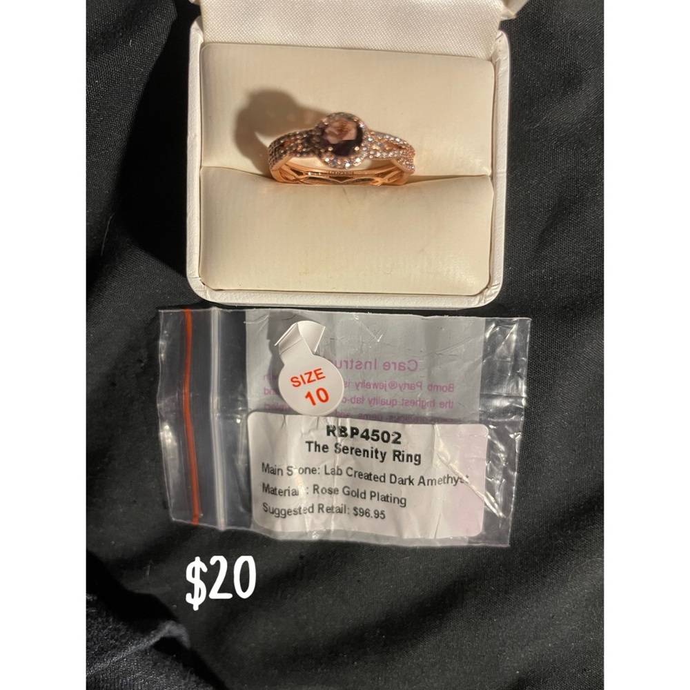 Rose Gold Ring with Dark Amethyst